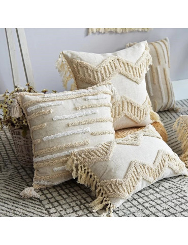 Set of Beige textile pillows