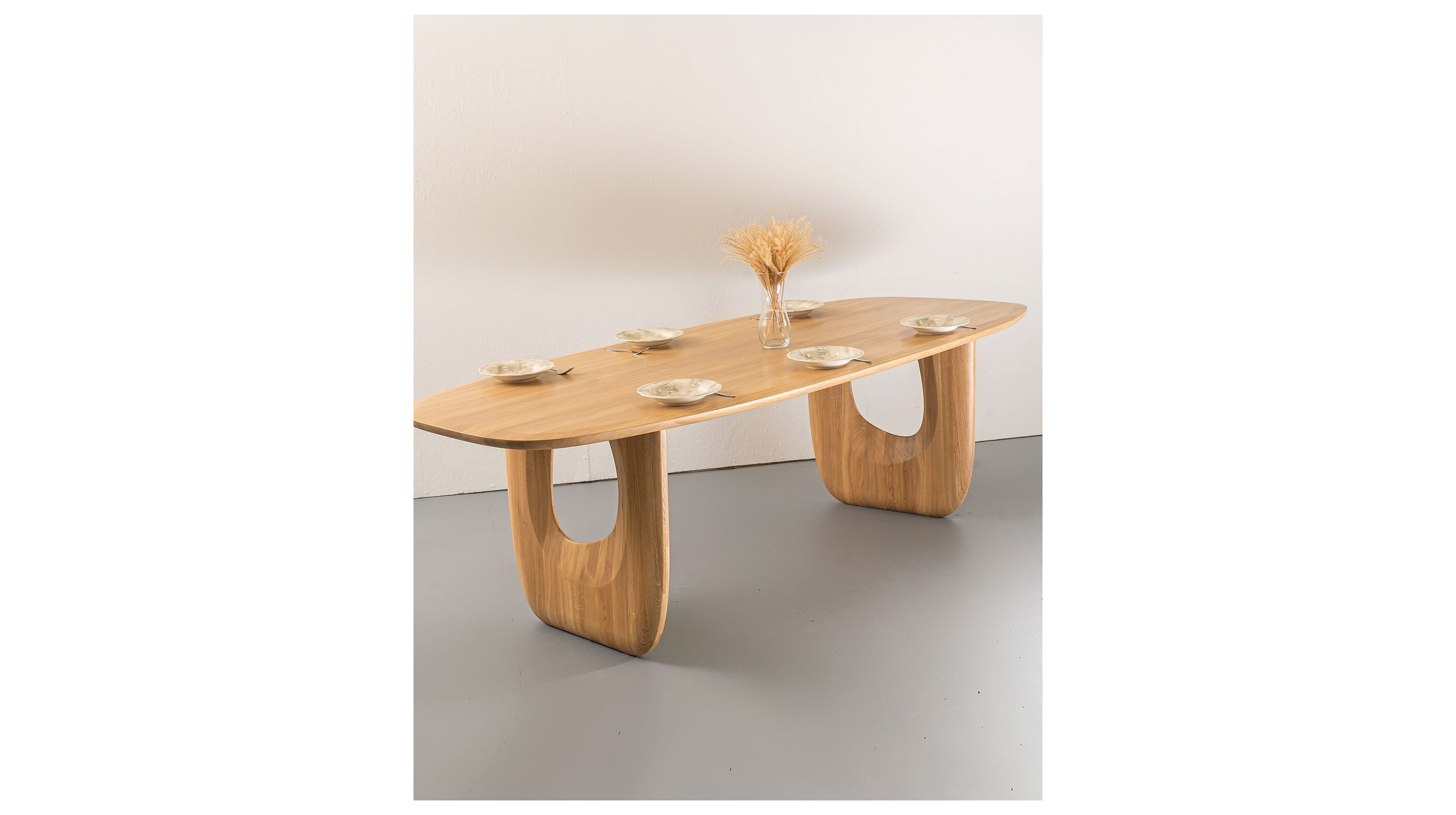 Wooden table with flat legs