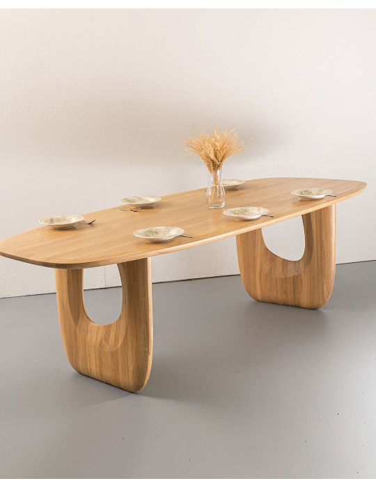 Wooden table with flat legs