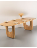 Wooden table with flat legs