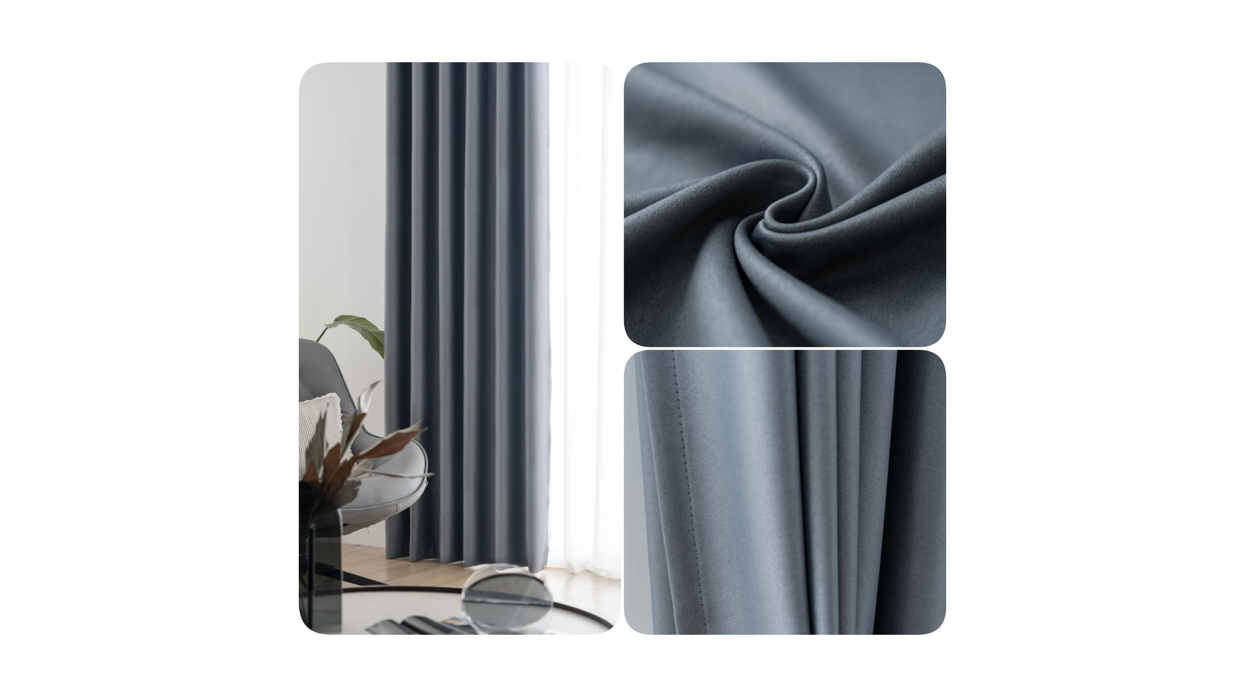 Blackout curtain, 2 pieces (dark gray)