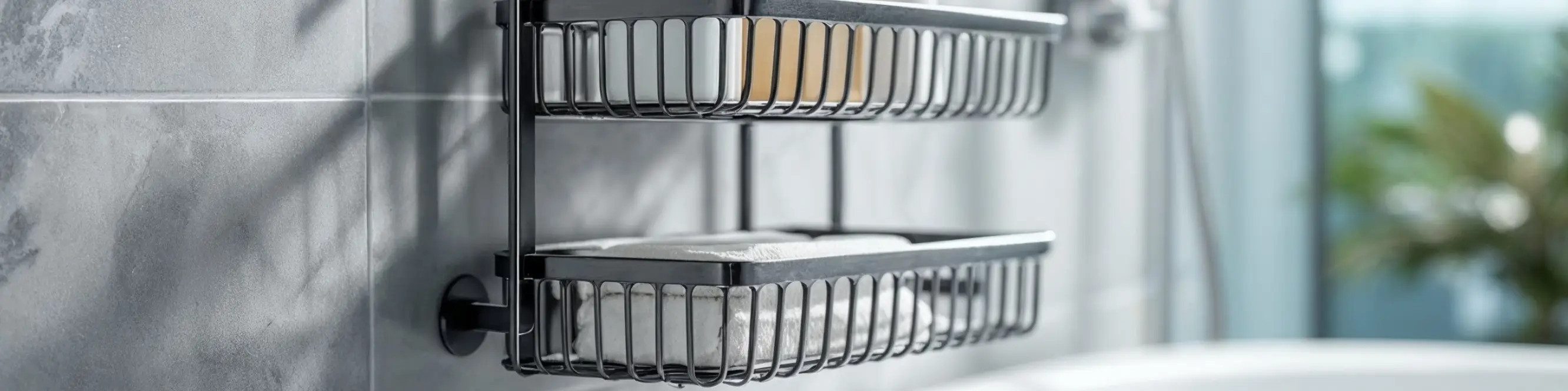 Shower caddies at MIRONOVA ART – organization and convenience.